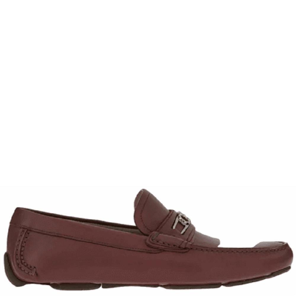 NEW SALVATORE FERRAGAMO men's driver gancini loafers in nebbiolo